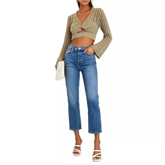 Re/Done Denim - RE/DONE Stove Pipe Jeans in Retro Stone‎ Wash Straight Cropped